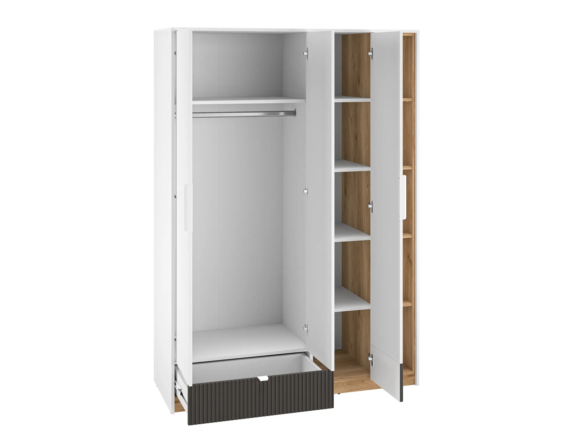 Szafa 3-drzwiowa z 1 szufladą TORINO 01 Biały, Castello, Grafit - 1TORI01-001