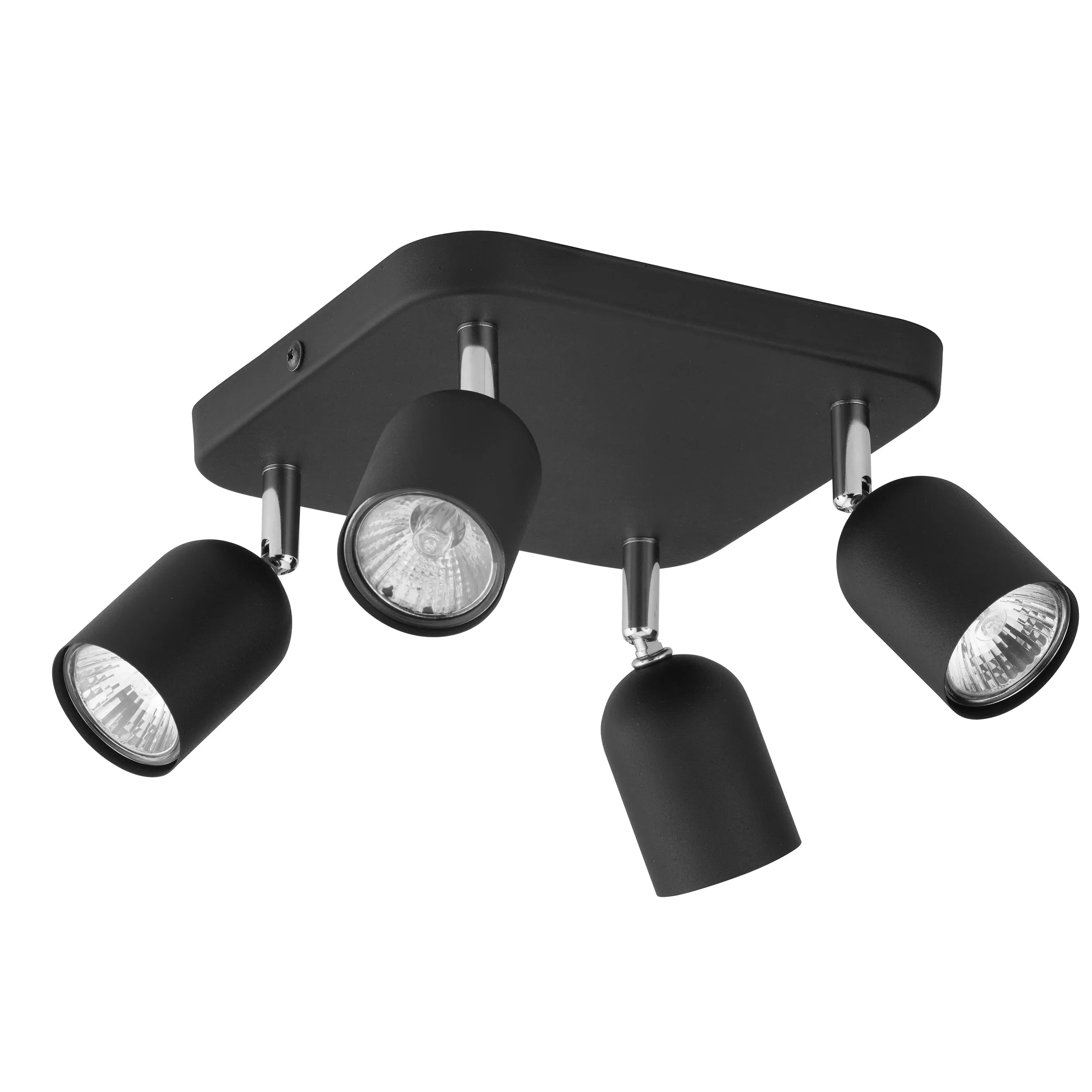 Lampa sufitowa TOP czarna z chromowanymi elementami regulowana na kwadratowej podstawie 30x14cm
