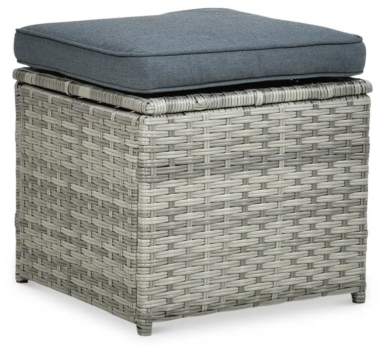 Narożnik ogrodowy modułowy IBIZA ze stołem i pufami technorattan szary - FG003361