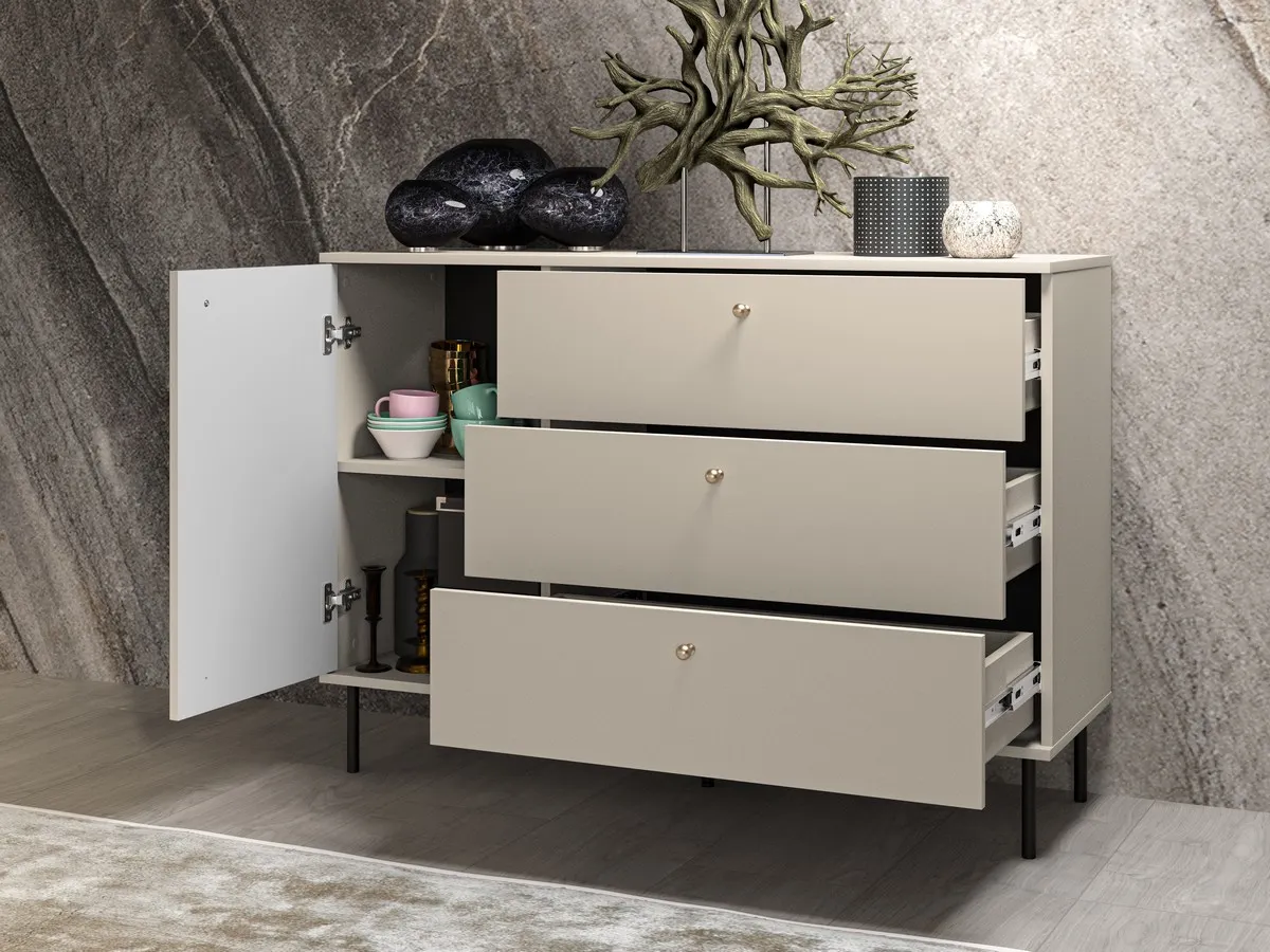 Komoda 1-drzwiowa z 3 szufladami Sophie 05 cashmere — zdjęcie 5