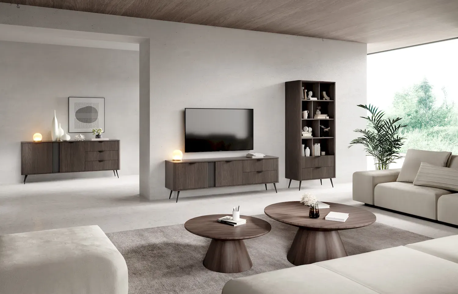 Komoda wysoka 2-drzwiowa VERIS dąb dunin czarny - LA_VERIS_KOMODA_WYSOKA_2D