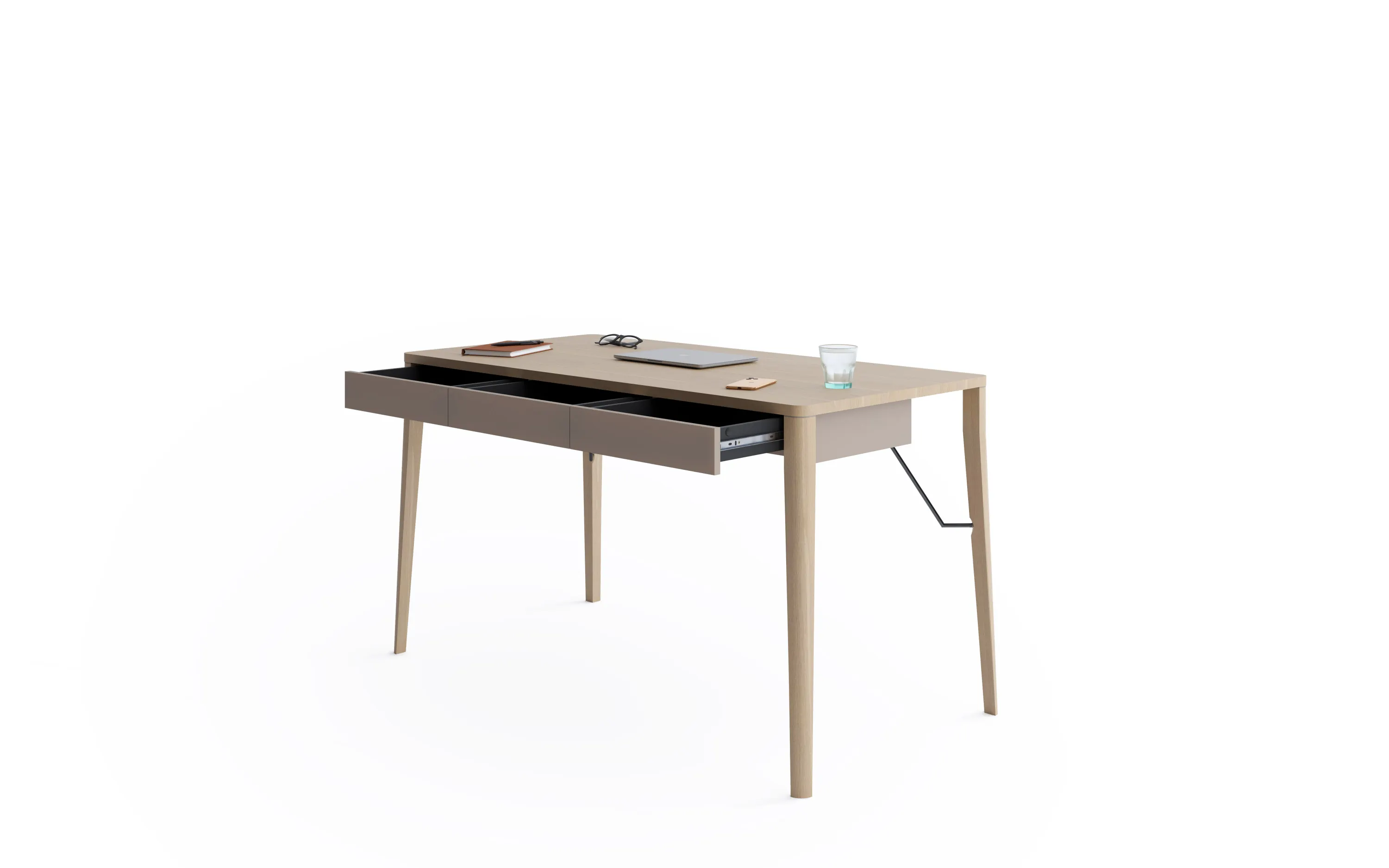 Biurko z 3 szufladami MATCH MK-01 dąb jasny/beżowy - MK1DB