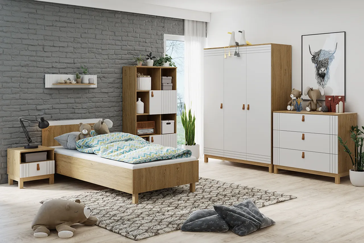 Regał niski 2-drzwiowy MODERN 80x153 biały/dąb kamienny - BAN_MODB-4