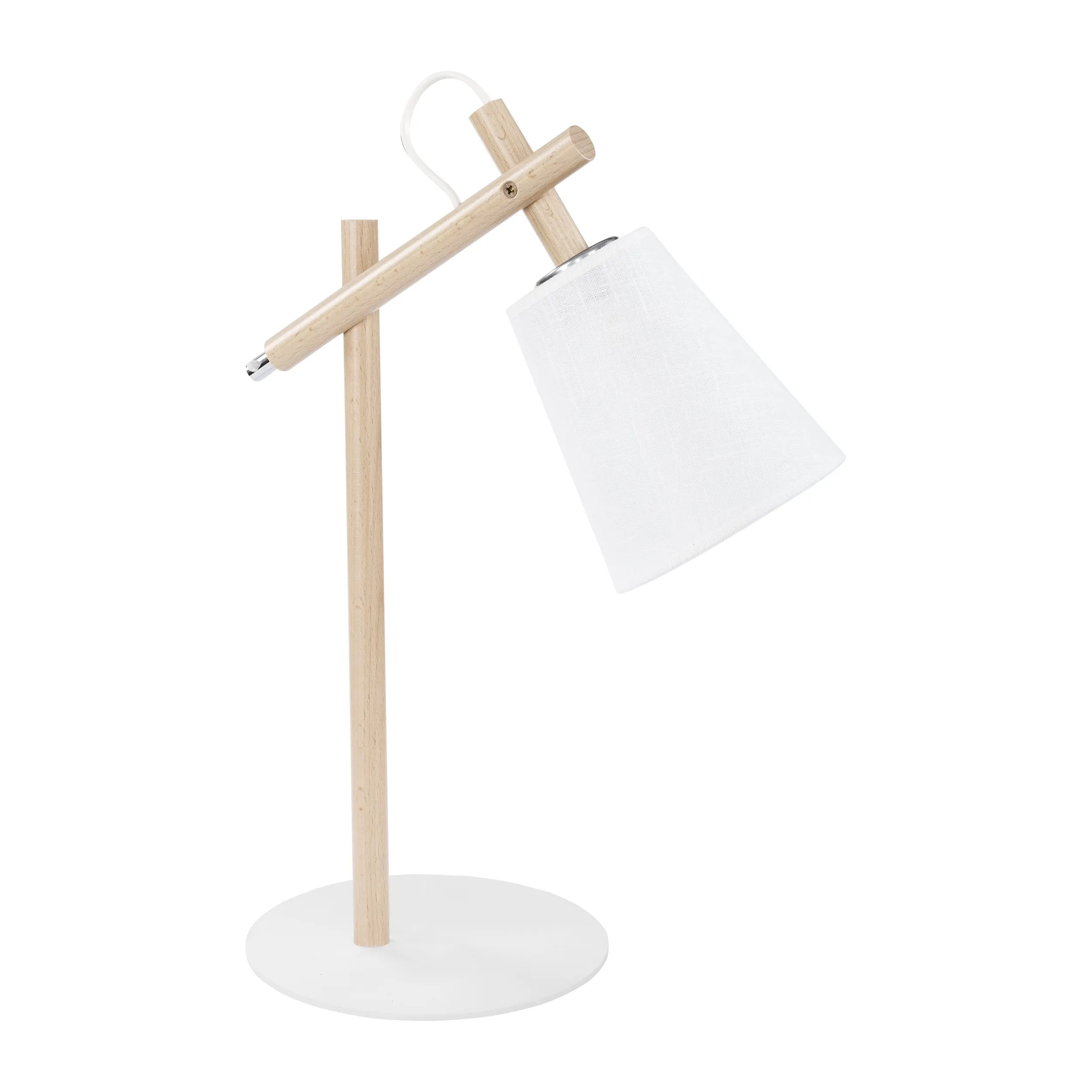Lampka nocna VAIO biała na drewnianych jasnych ramionach 46x32x18cm