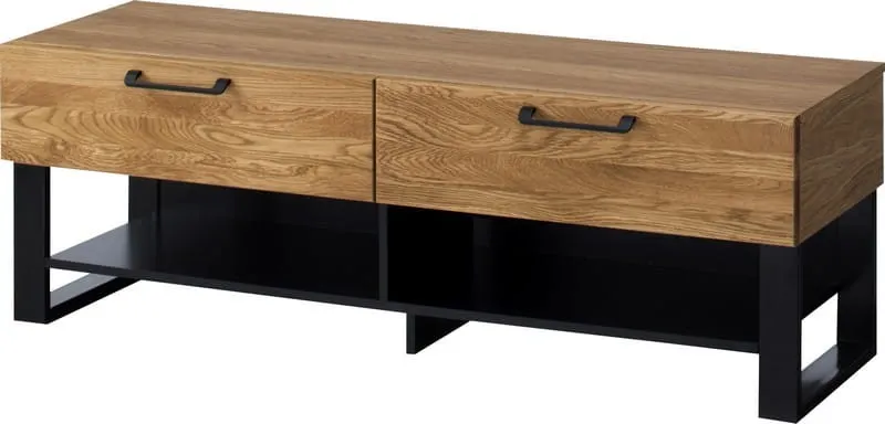 Szafka RTV z 2- szufladami MOSAIC 24 drewniana - dąb miodowy, czarny 135x46x42cm