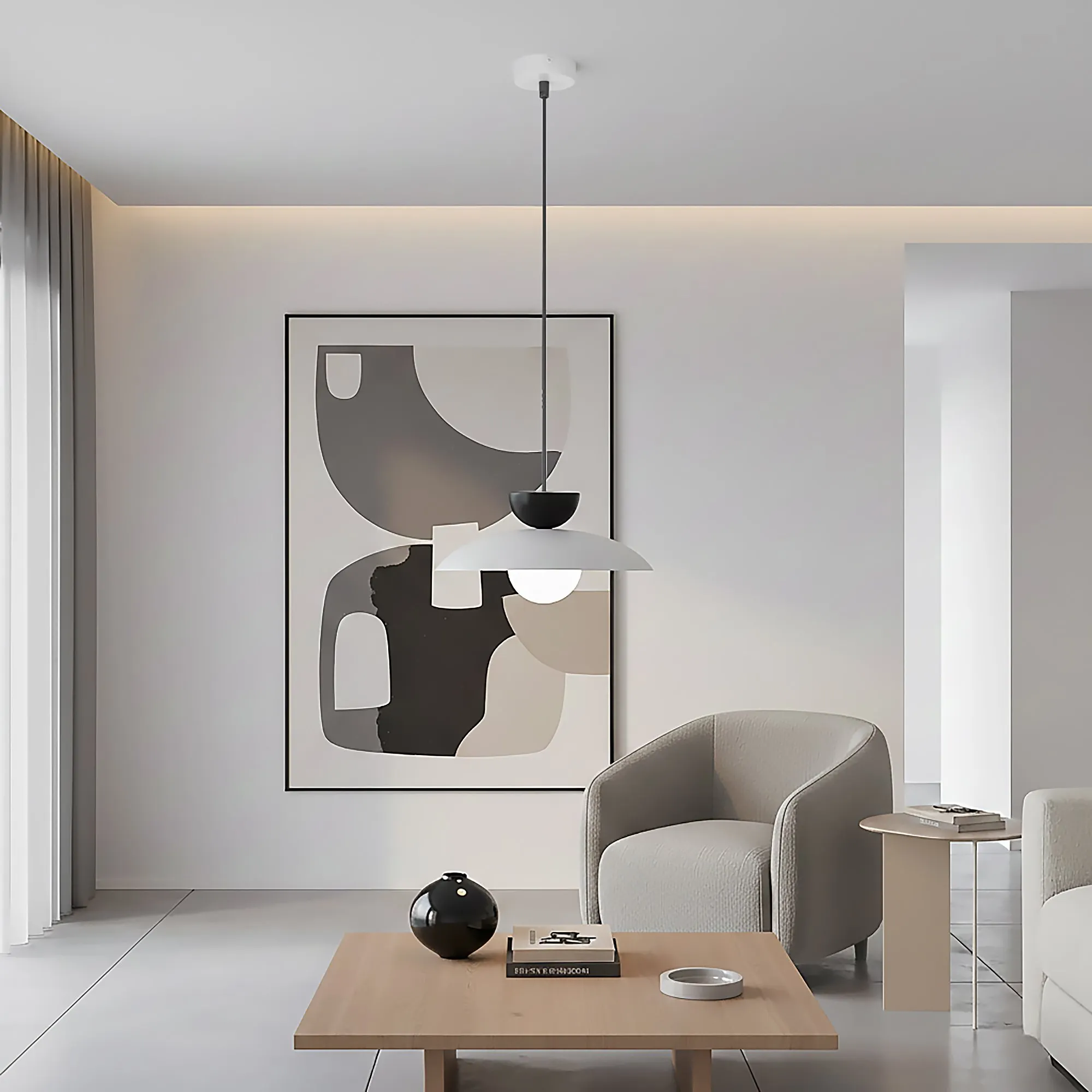 Lampa wisząca MULAN 1 GRAY BL czarna szara - 1621/3