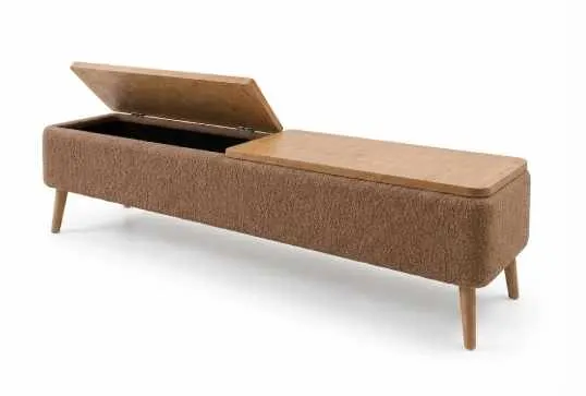 image sofa, bench, storage, brown, wooden legs