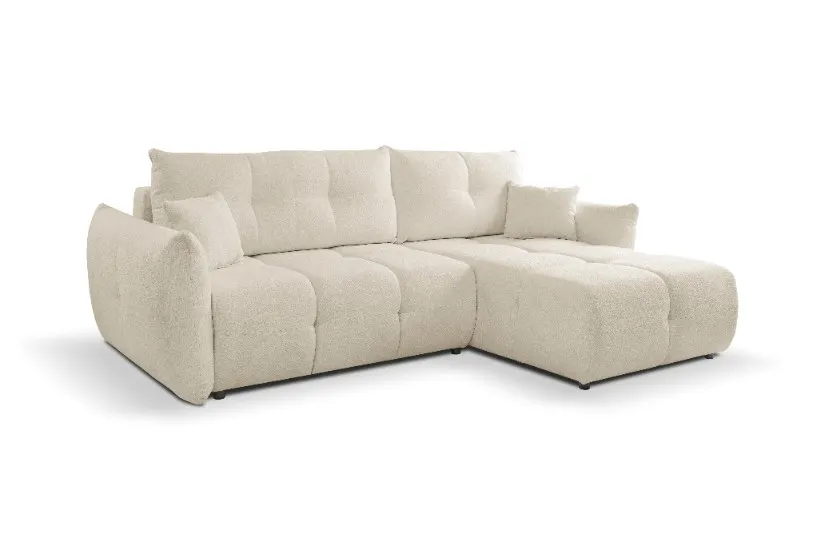 Narożnik rozkładany z pojemnikiem BASE SICURIO 257 cm L/P pikowany beżowy