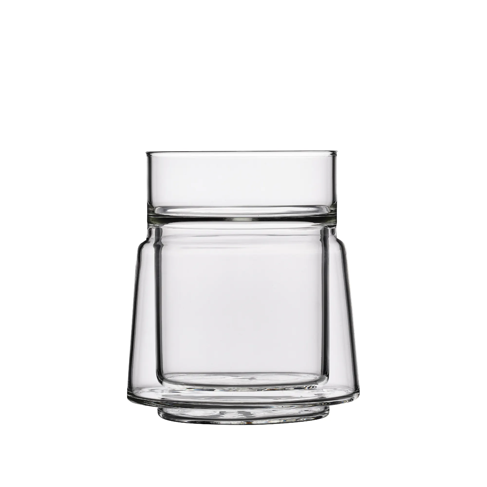 glass jar, vessel, przezroczysty, kwadratowa baza, krótki kieliszek