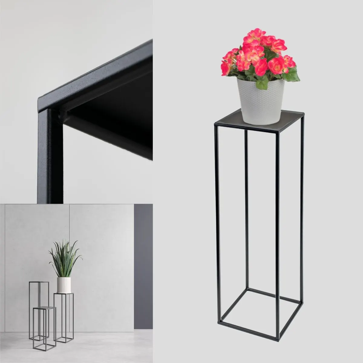 Kwietnik stojący metalowy EVRON L czarny - LD_TZ000089