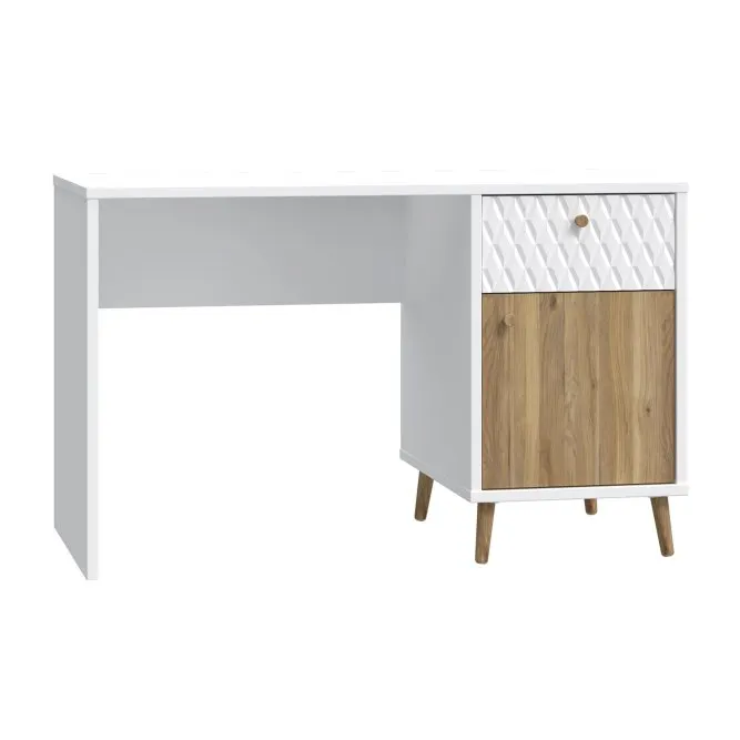 Biurko AKSANA z szafką i 1 szufladą - dąb mauvella, biały 60x120 cm Biurko AKSANA z szafką i 1 szufladą - dąb mauvella, biały 60x120 cm