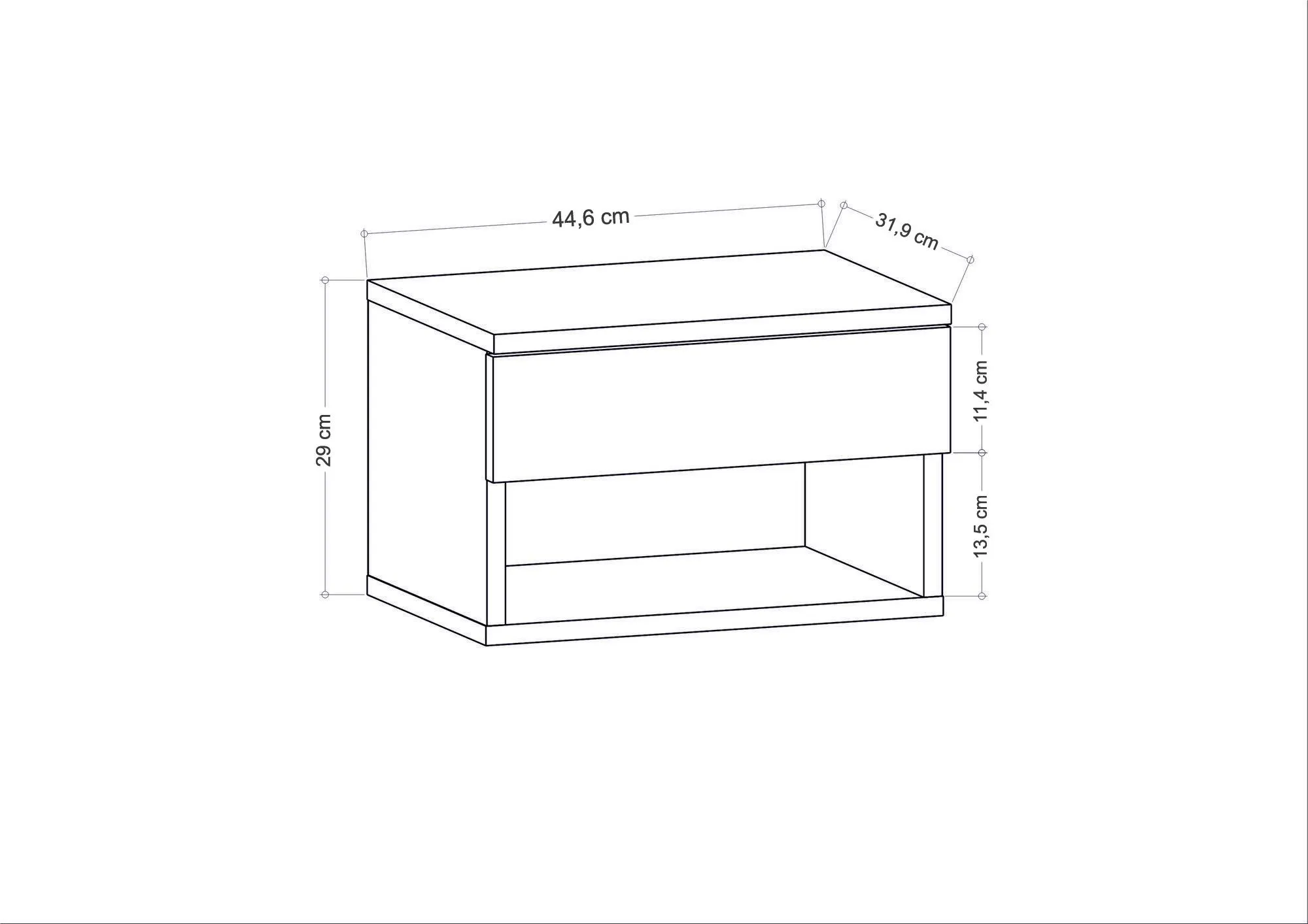Szafka nocna wisząca z szufladą JAMOT 45x29x32 biała - ASI_322RTC1609