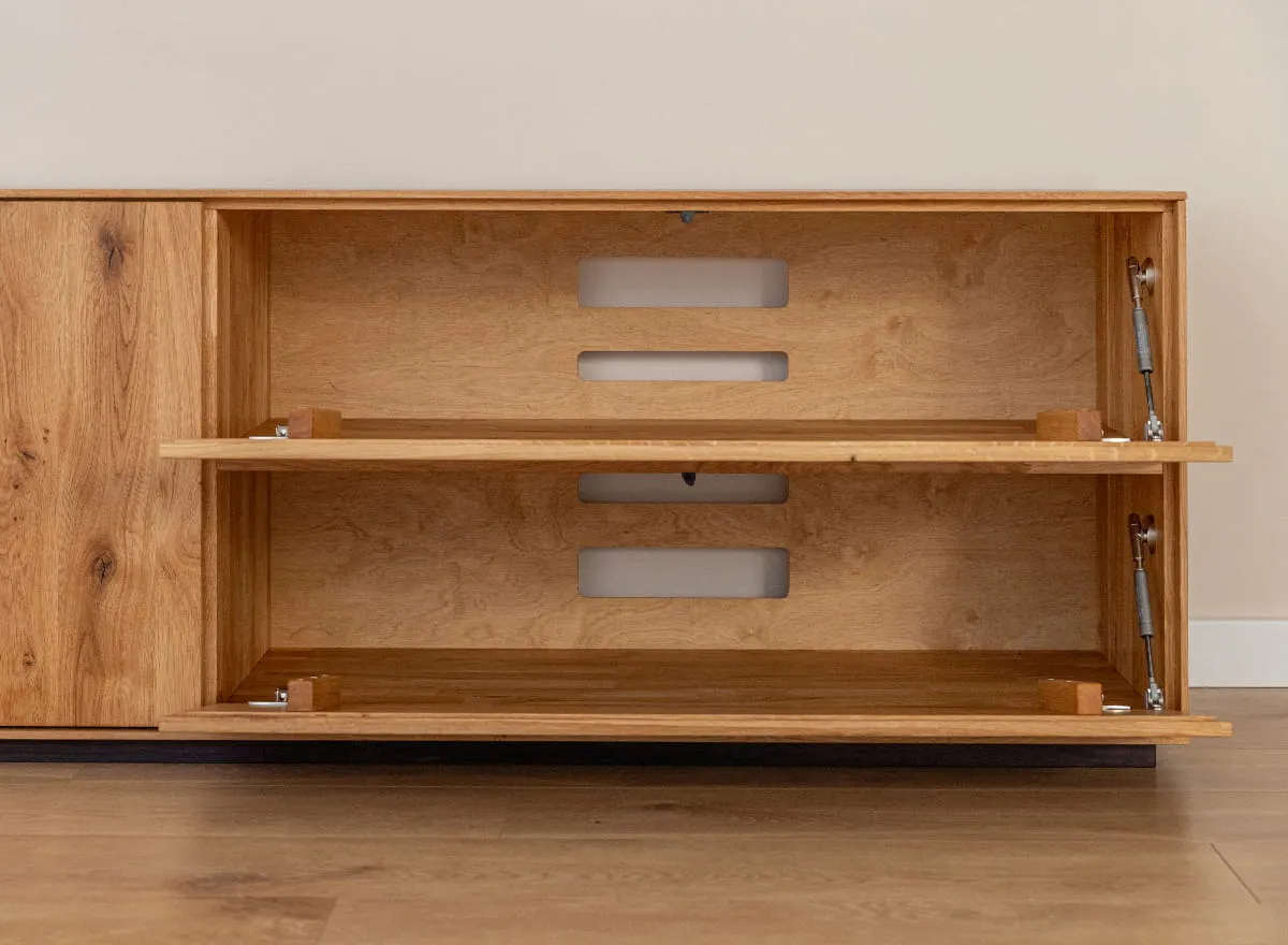 Komoda TV dębowa COLLODI olejowana szeroka 4-drzwiowa 185 cm - dąb olejowany - ZICOL07