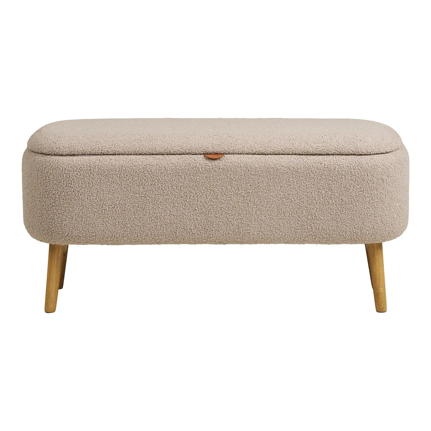 Ławka tapicerowana z pojemnikiem HARLOW  95x37x45 cm boucle beżowa