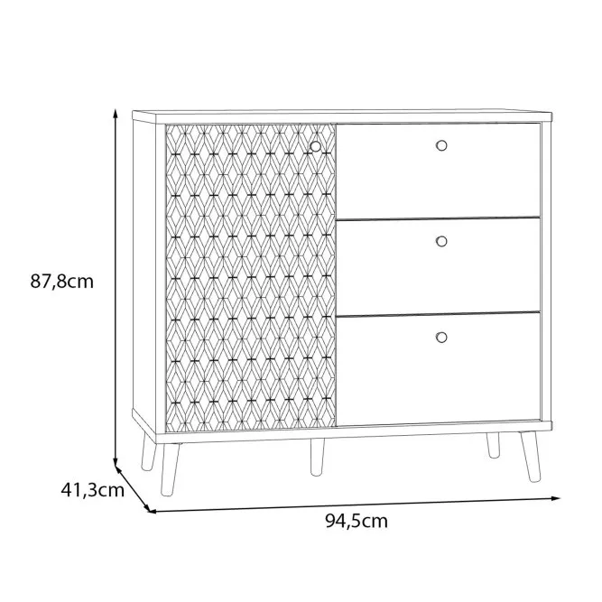 Komoda AKSANA L 1-drzwiowa z 3 szufladami - dąb mauvella, biały - AKNK221L-M992