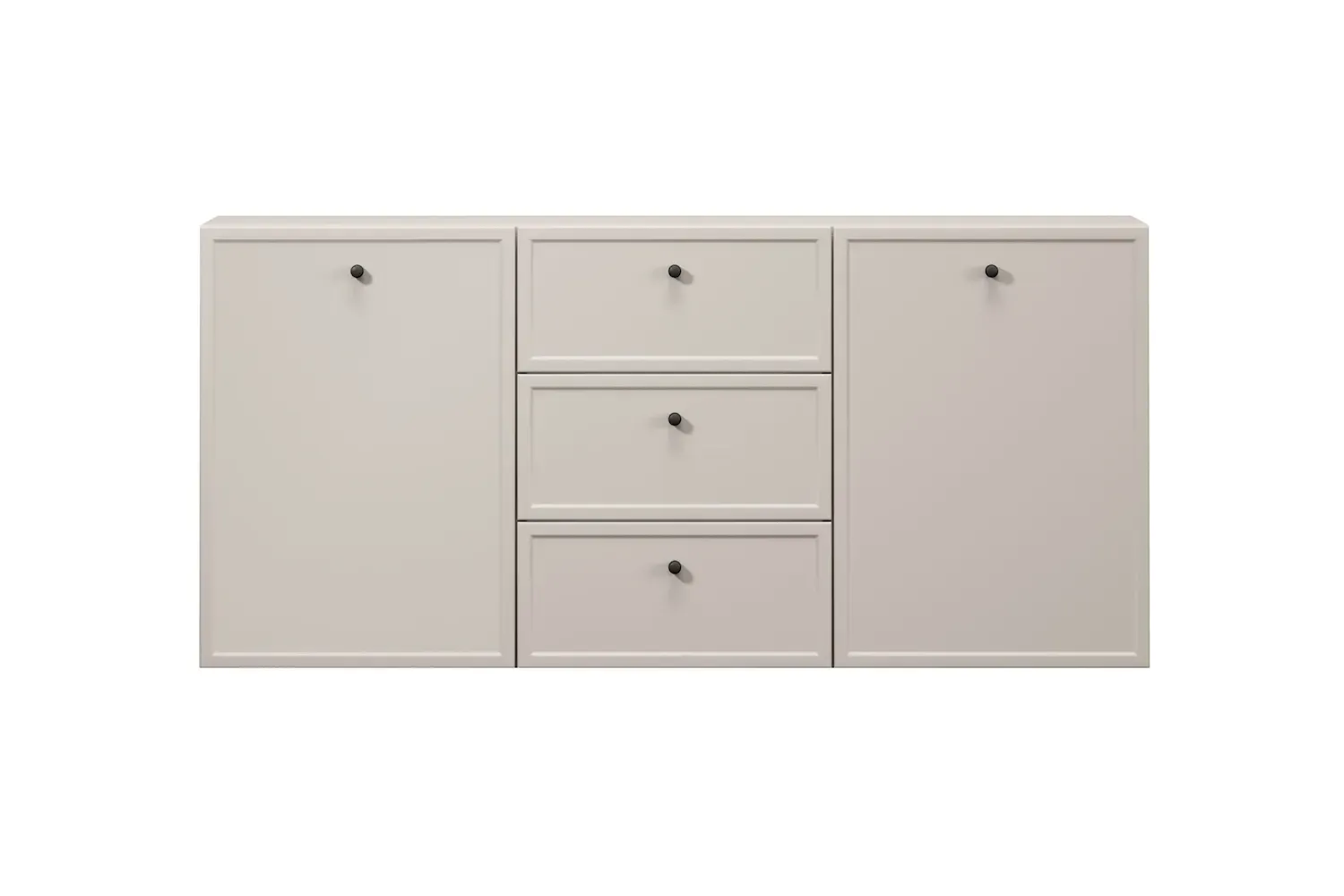 Komoda wisząca 2-drzwoiowa z 3 szufladami LORINI 150 - cashmere gałka czarna - B_166771