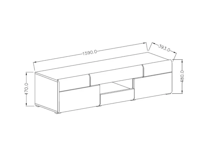 Szafka RTV TOLEDO 2-drzwiowa z szufladami 159 cm biała - 2498DW41