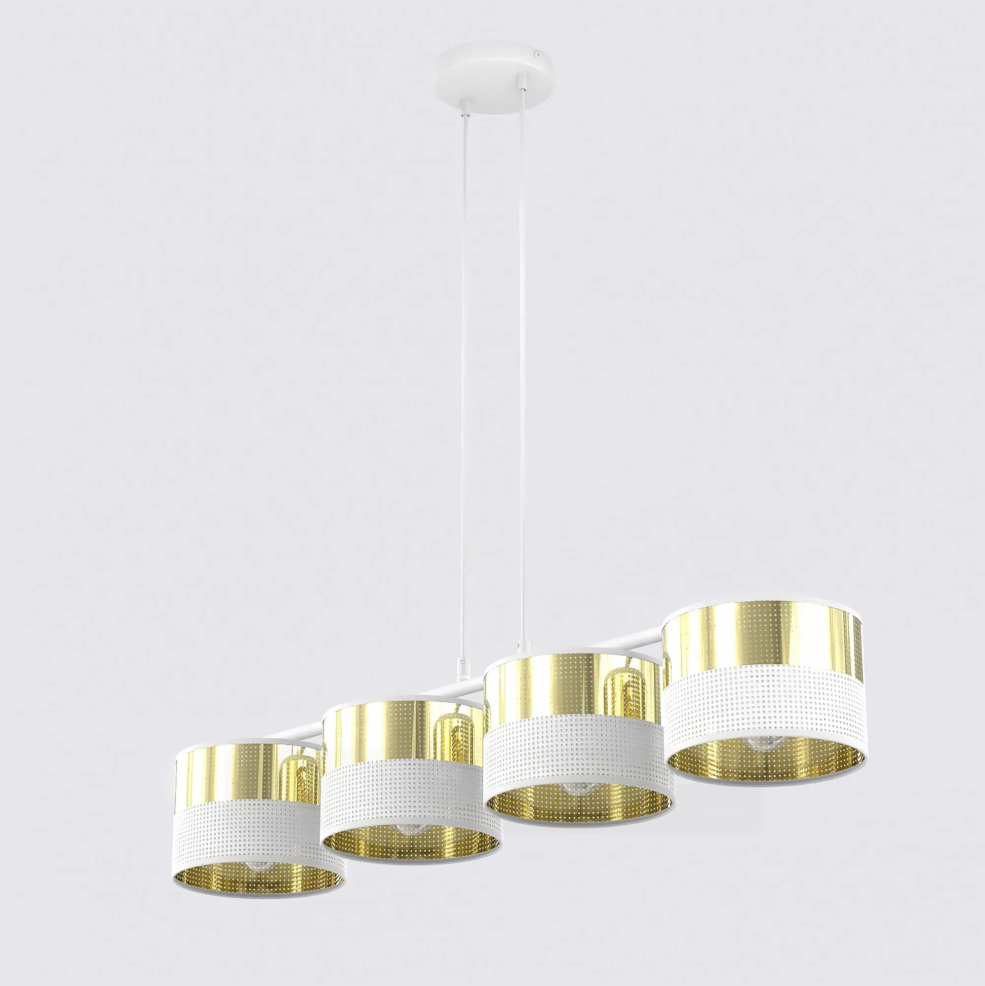Lampa wisząca LUX 4 WH GOLD z abażurem biała złota