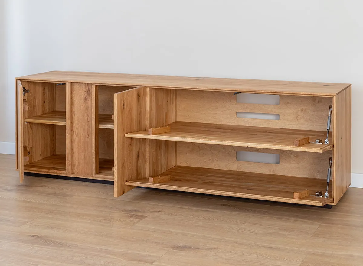 Komoda TV dębowa COLLODI olejowana szeroka 4-drzwiowa 185 cm - dąb olejowany - ZICOL07