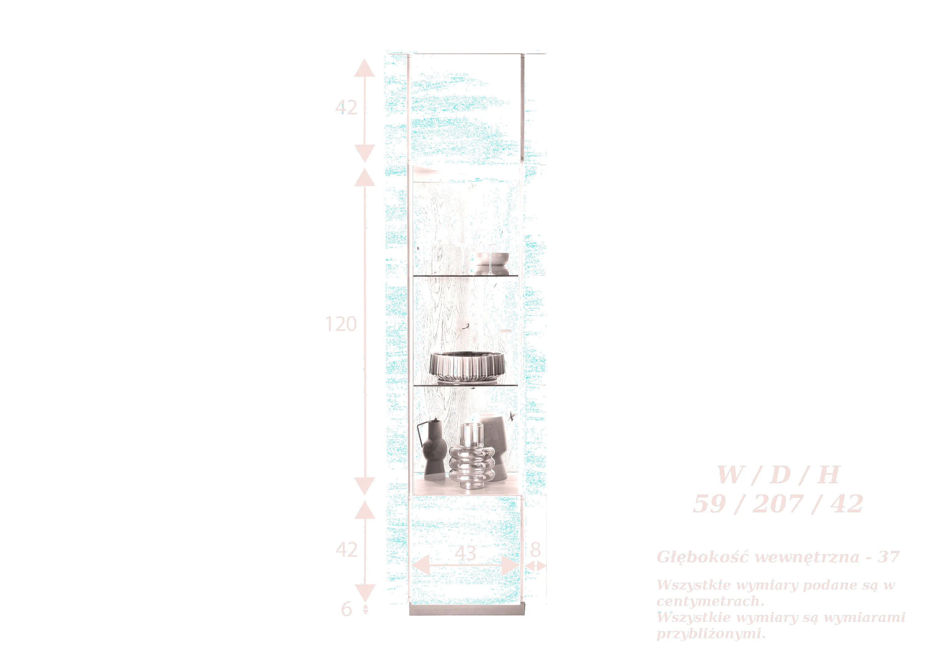 Witryna dębowa PRESENT 59x207 z oświetleniem led - GK_103623010202