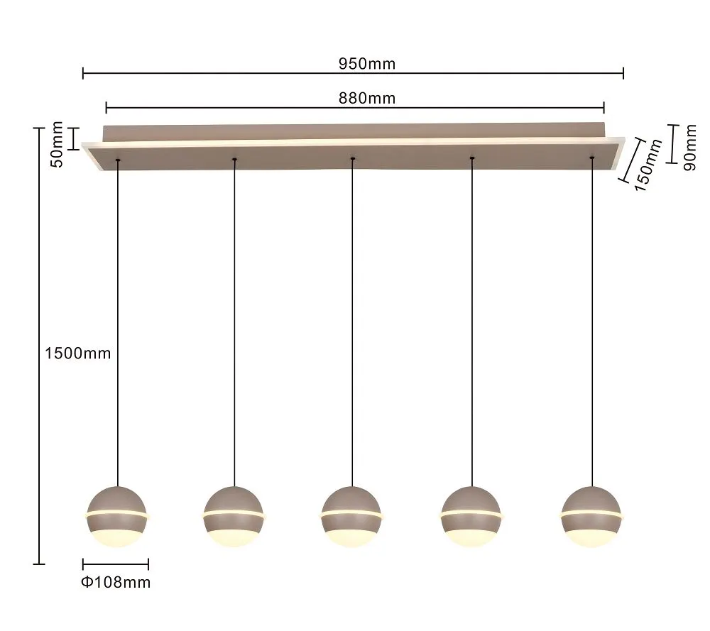 Lampa wisząca prosta BIARRITZ 5 LED kaszmirowa - 7047-613