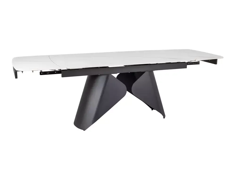 Stół rozkładany ARMANDO 90x160(240) ceramiczny blat biały mat stelaż czarny mat