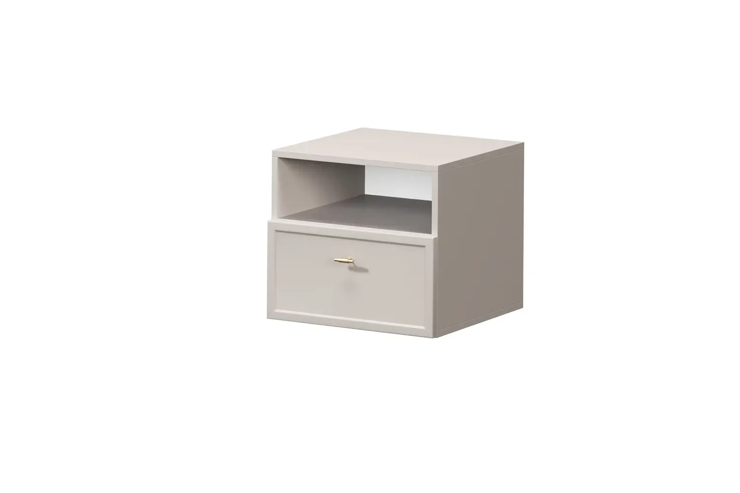 Szafka nocna wisząca z szuflada i półką LORINI 45 - cashmere uchwyt T-bar złoty Szafka nocna wisząca z szuflada i półką LORINI 45 - cashmere uchwyt T-bar złoty