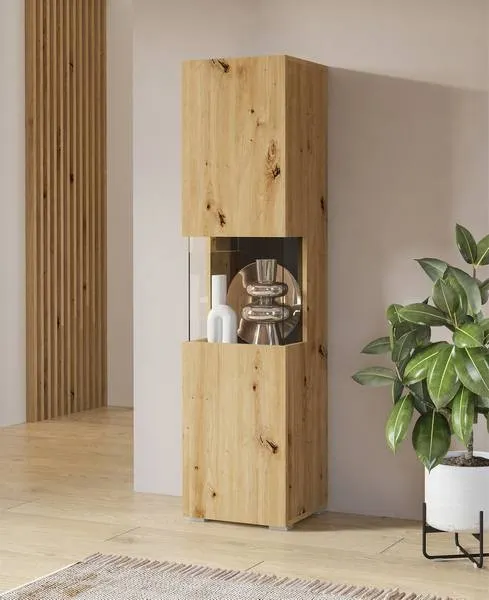 Witryna szklana AVA stojąca/wisząca 140x36 dąb wotan - 24RCLM05