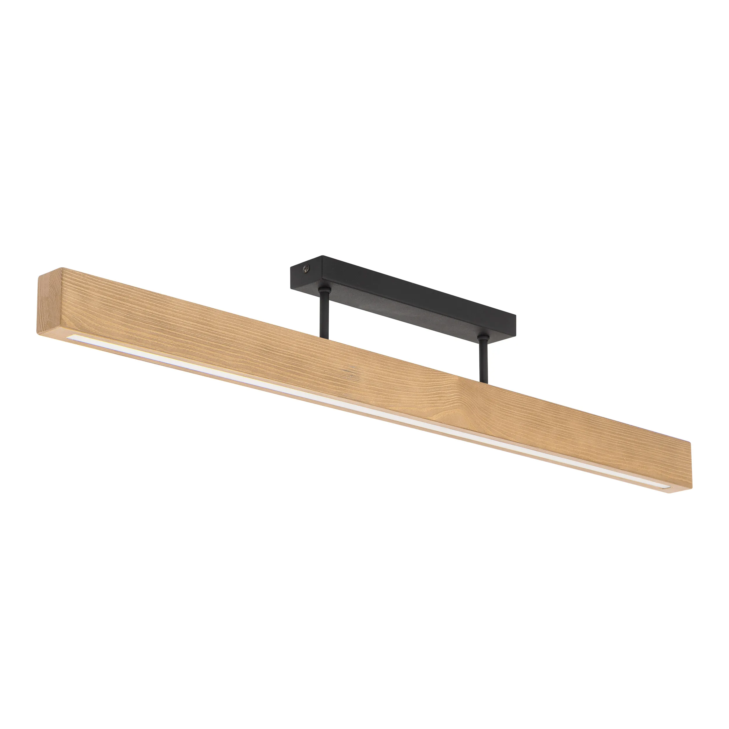 Lampa sufitowa TEO LED 10W sosnowa jasna drewniana na czarnej metalowej podstawie 96x16x5cm