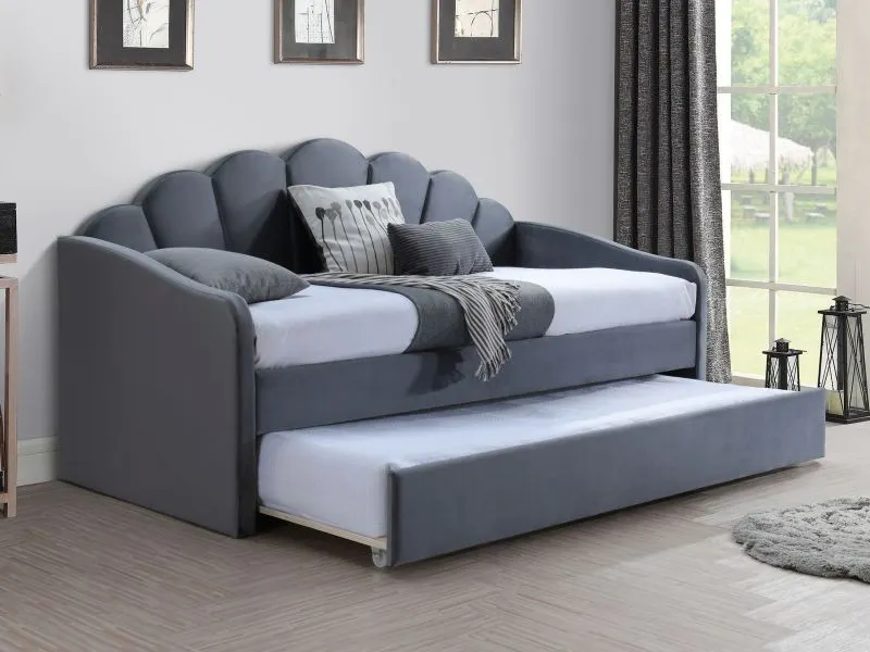 Łóżko rozkładane BELLA VELVET aksamitne szare 90x200 SIGNAL — zdjęcie 2