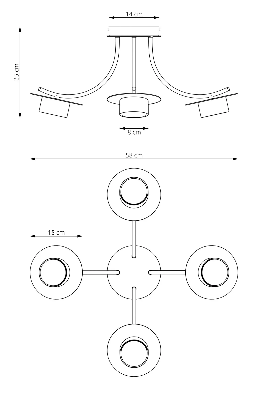 Lampa sufitowa ENSO 4 BL czarna - 1445/4