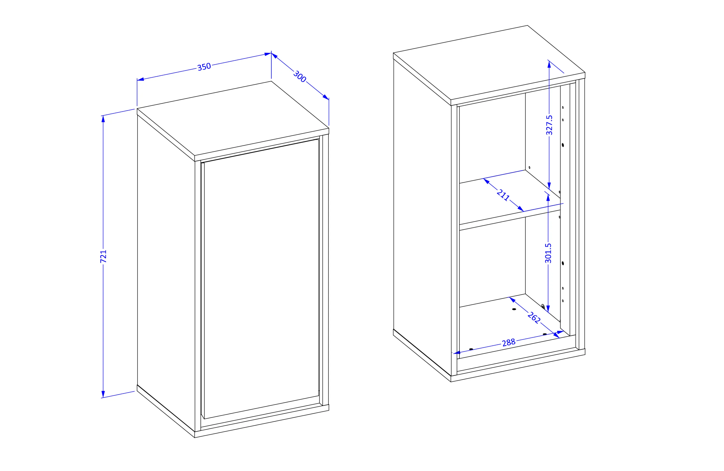 Szafka wisząca IRVINE 1-drzwiowa - biały połysk, czarny - 309WNP03
