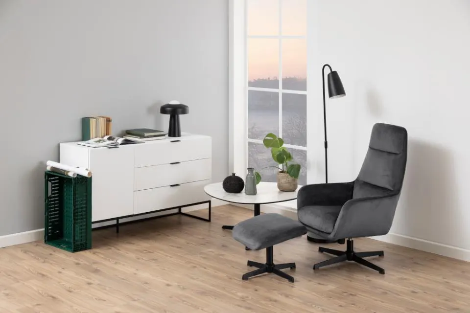 Stolik kawowy Luggio 100x95x41 Biały efekt kamienia, Czarny — zdjęcie 9