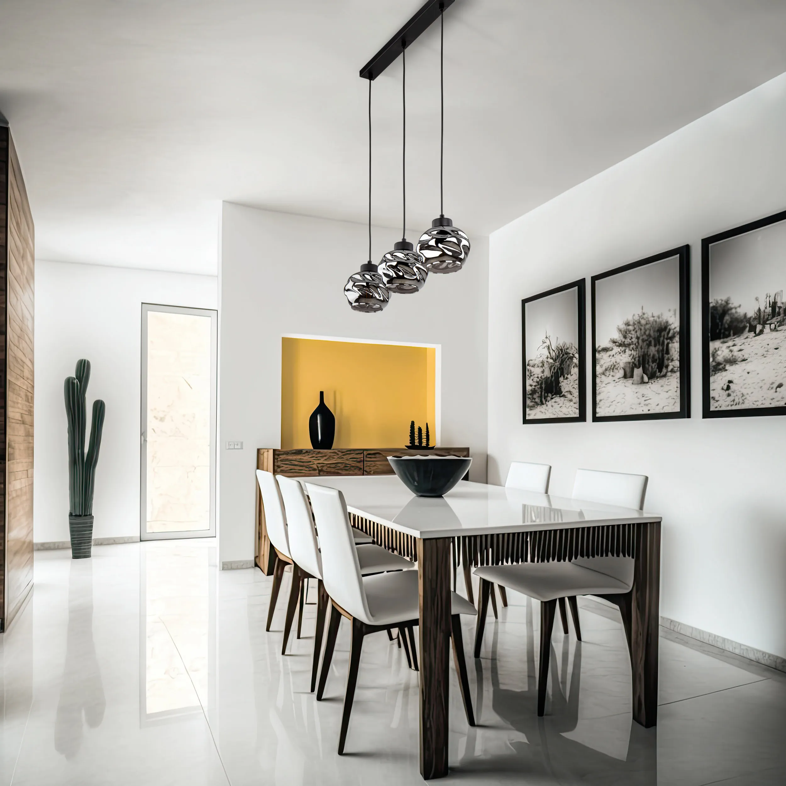 Lampa wisząca ZULIA czarna na listwie z szarymi szklanymi okrągłymi kloszami 90x59x15cm - TK_5725