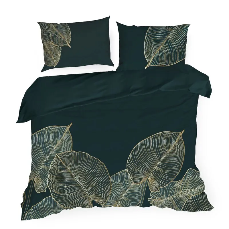 Komplet pościeli satynowej PREMIUM 5 180 X 200 cm Ciemnozielony, Złoty Komplet pościeli satynowej PREMIUM 5 180 X 200 cm Ciemnozielony, Złoty