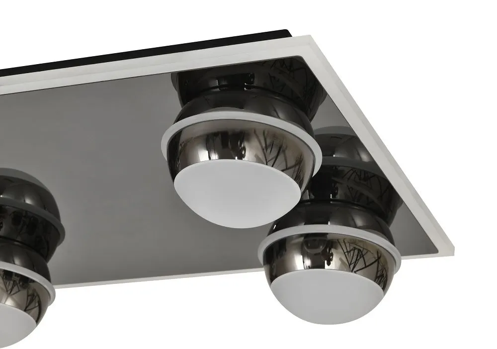 lampa sufitowa, kinkiet plafon, chromowy reflektor, metalowy dekor, płyta sufitowa