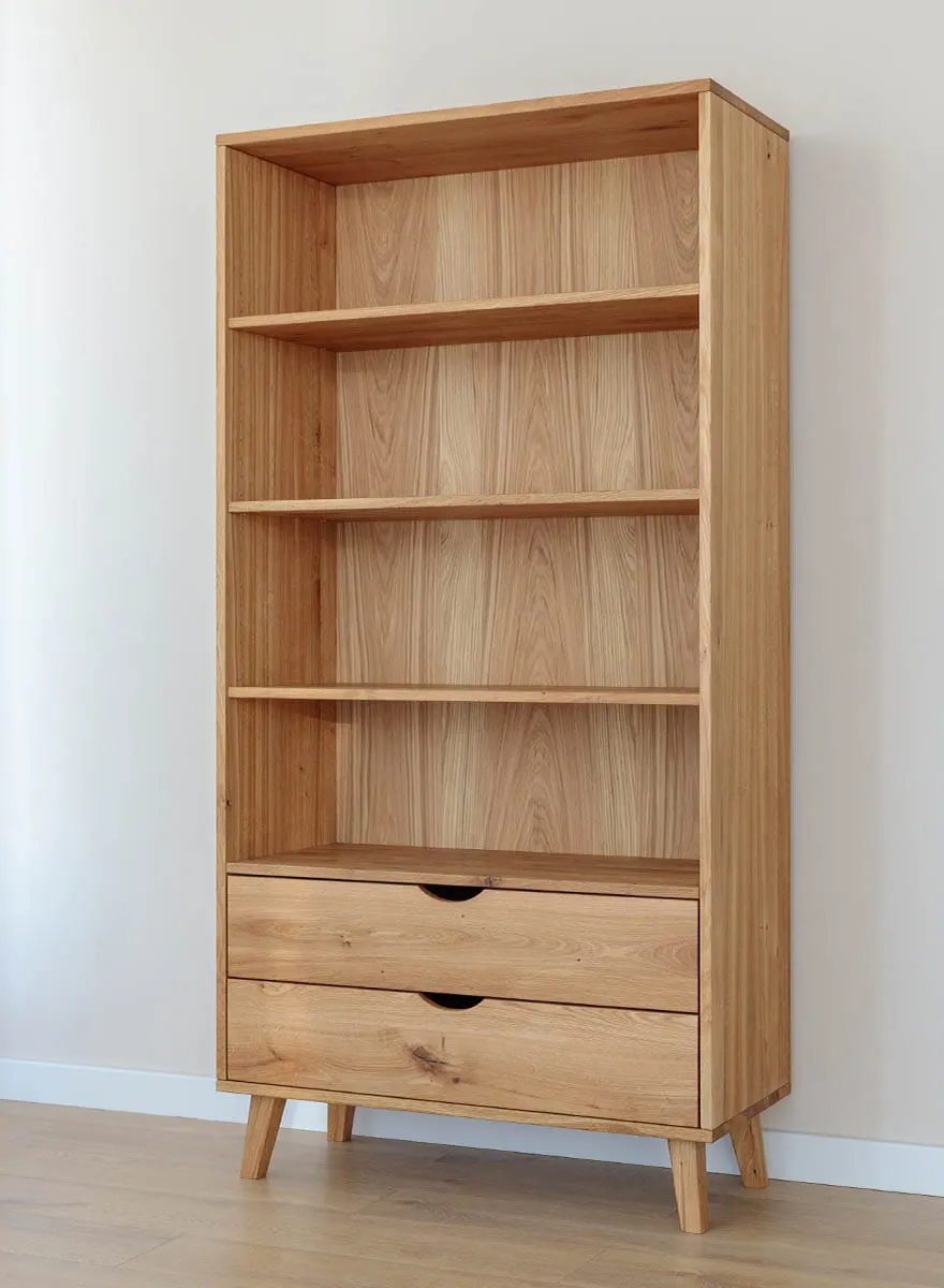 Regał z 2 szufladami SIMONA lity dąb olejowany - PRHSIM04