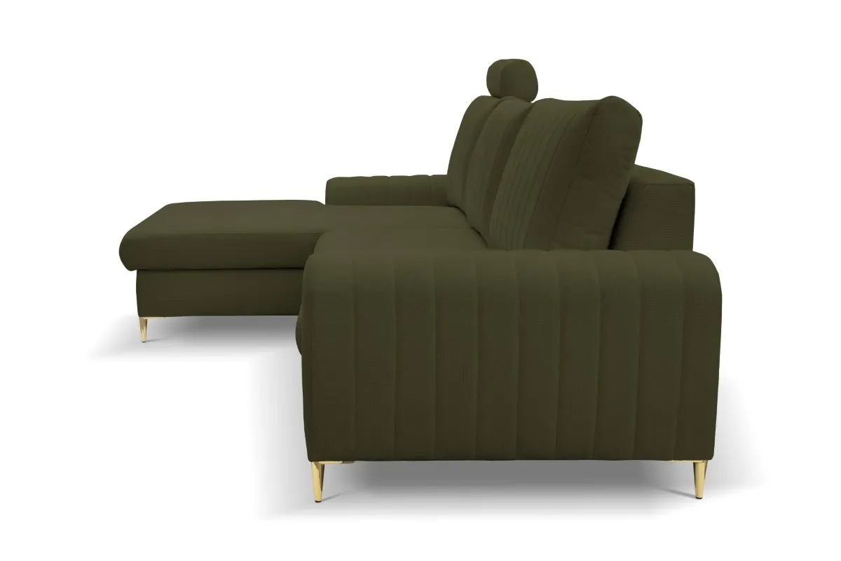 Narożnik rozkładany z pojemnikiem MONACO LOFT 251 cm lewy oliwkowy - MONACO_NAR_LOFT10_L