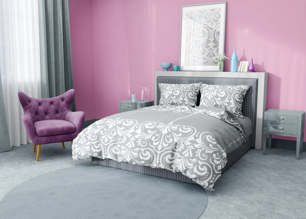 Pościel komplet GLAMOUR 020 bawełna 100% 160X200+2x70X80 biały szary - FARO_26089