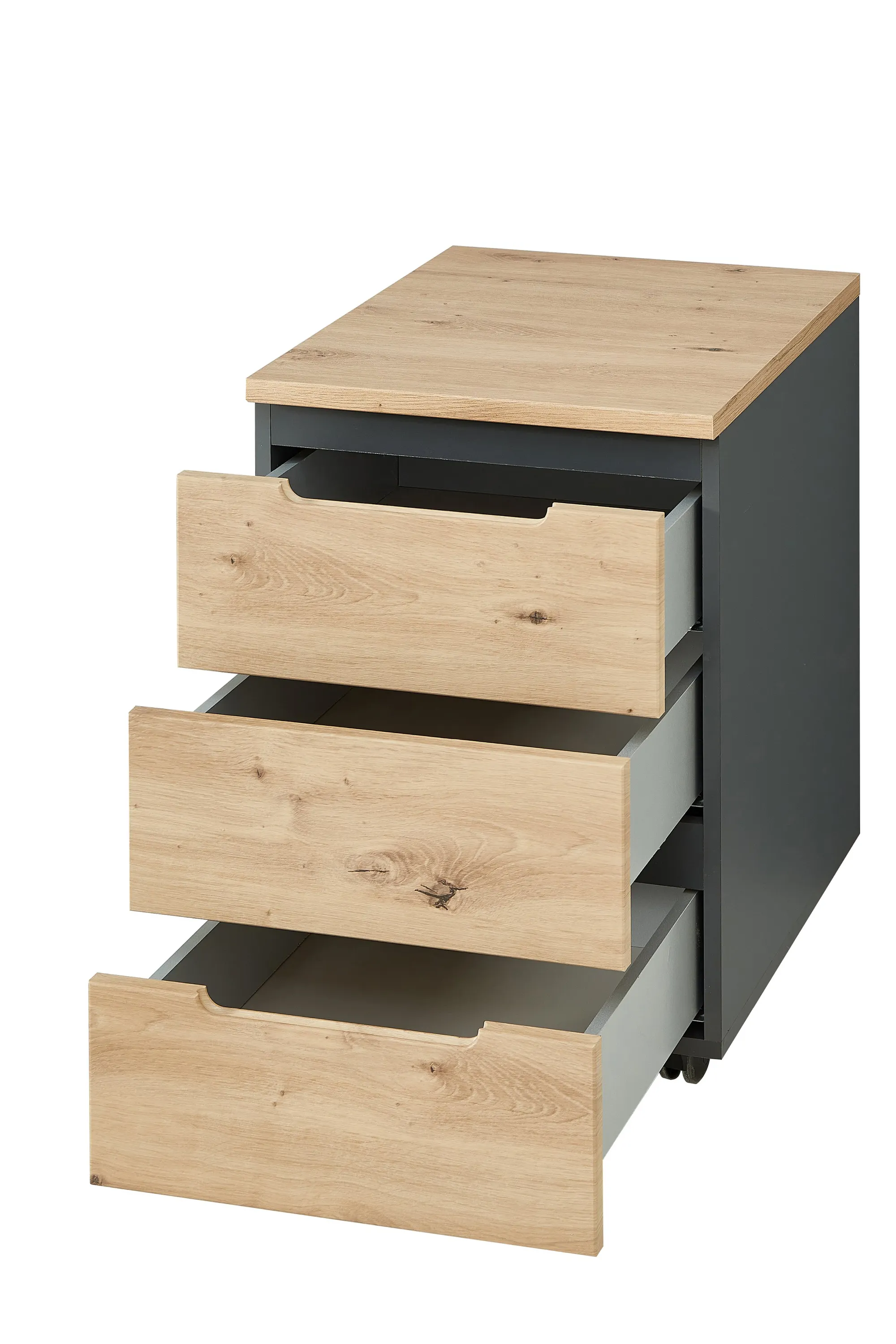 Kontenerek BREGO 17 do biurka z 3 szufladami dąb artisan antracytowy 66x55x45cm - TH-100-1795