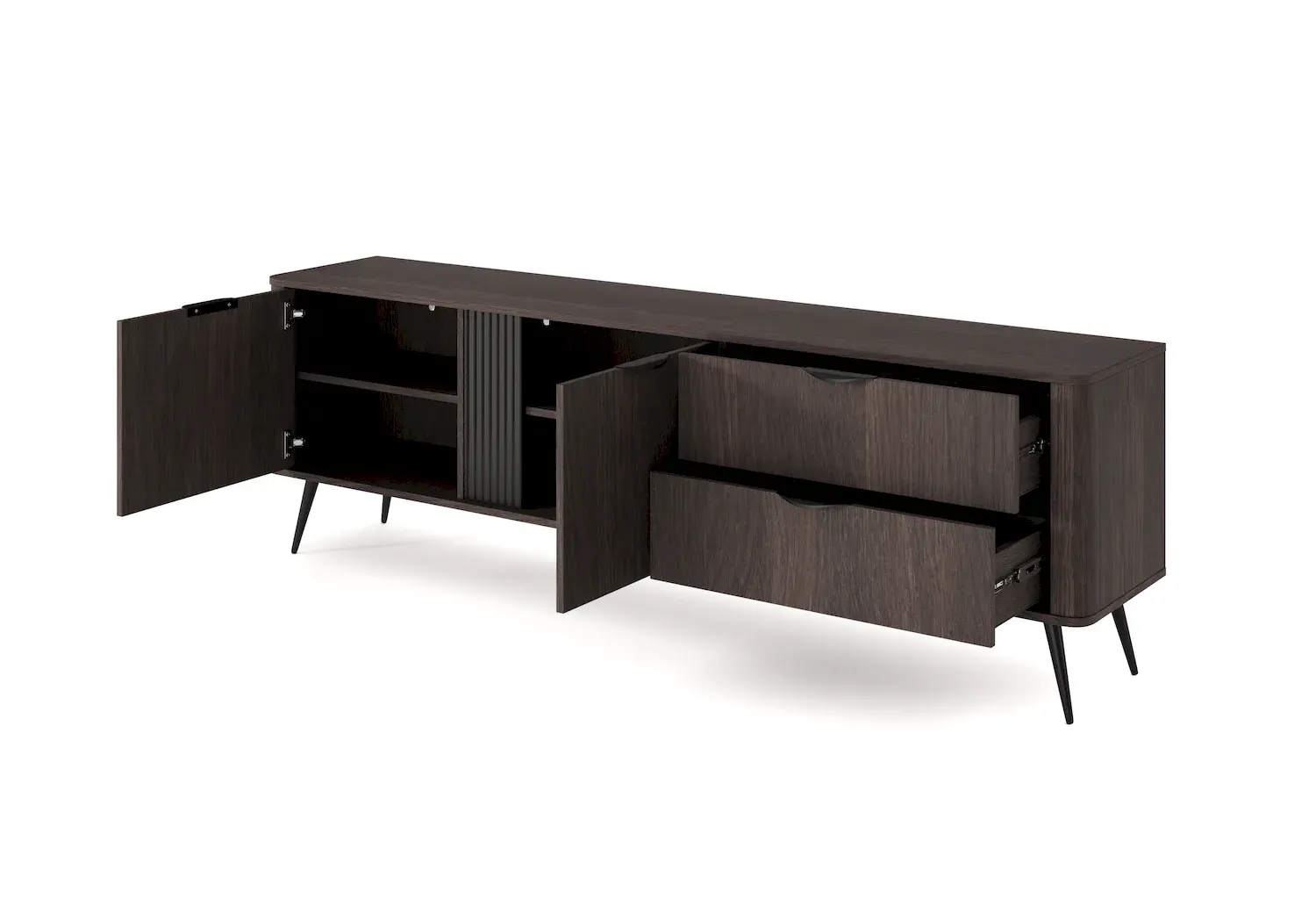 Szafka RTV 2-drzwiowa z 2 szufladami VERIS 195 dąb dunin czarny - LA_VERIS_RTV_195_2D2S