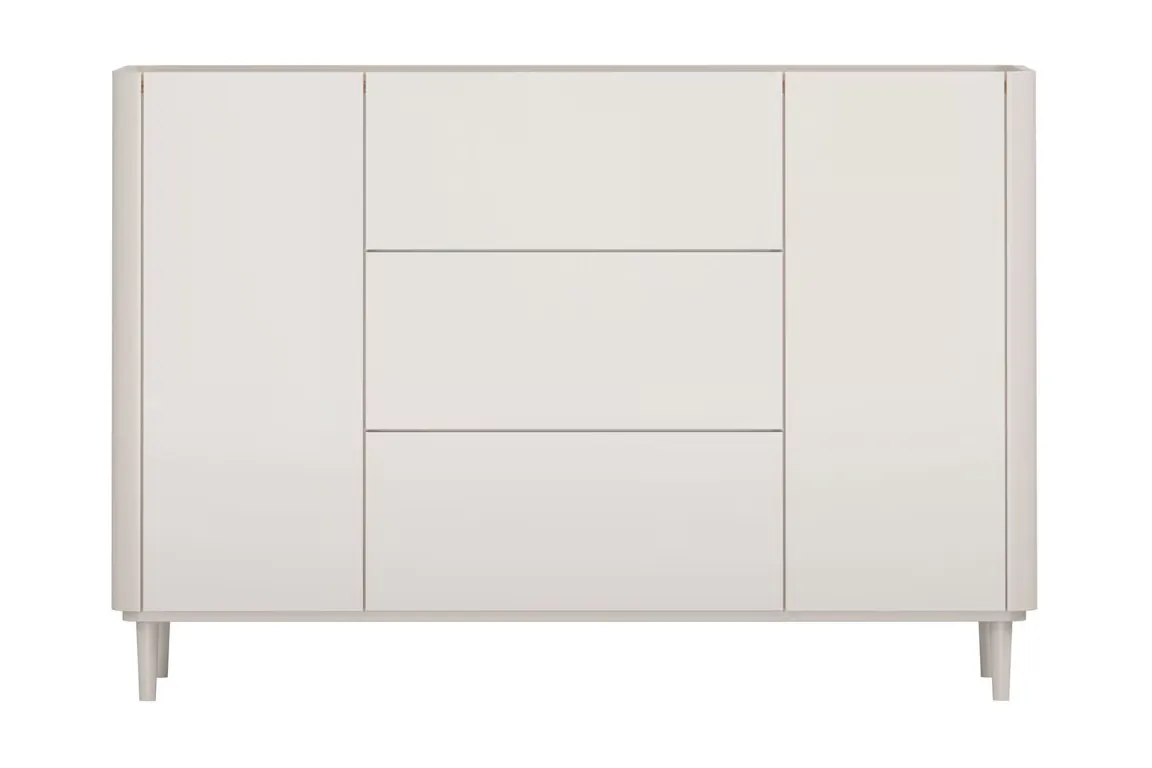 Komoda 2-drzwiowa z 3 szufladami ELIVO 150cm drewniane nóżki cashmere dąb olejowany — zdjęcie 2