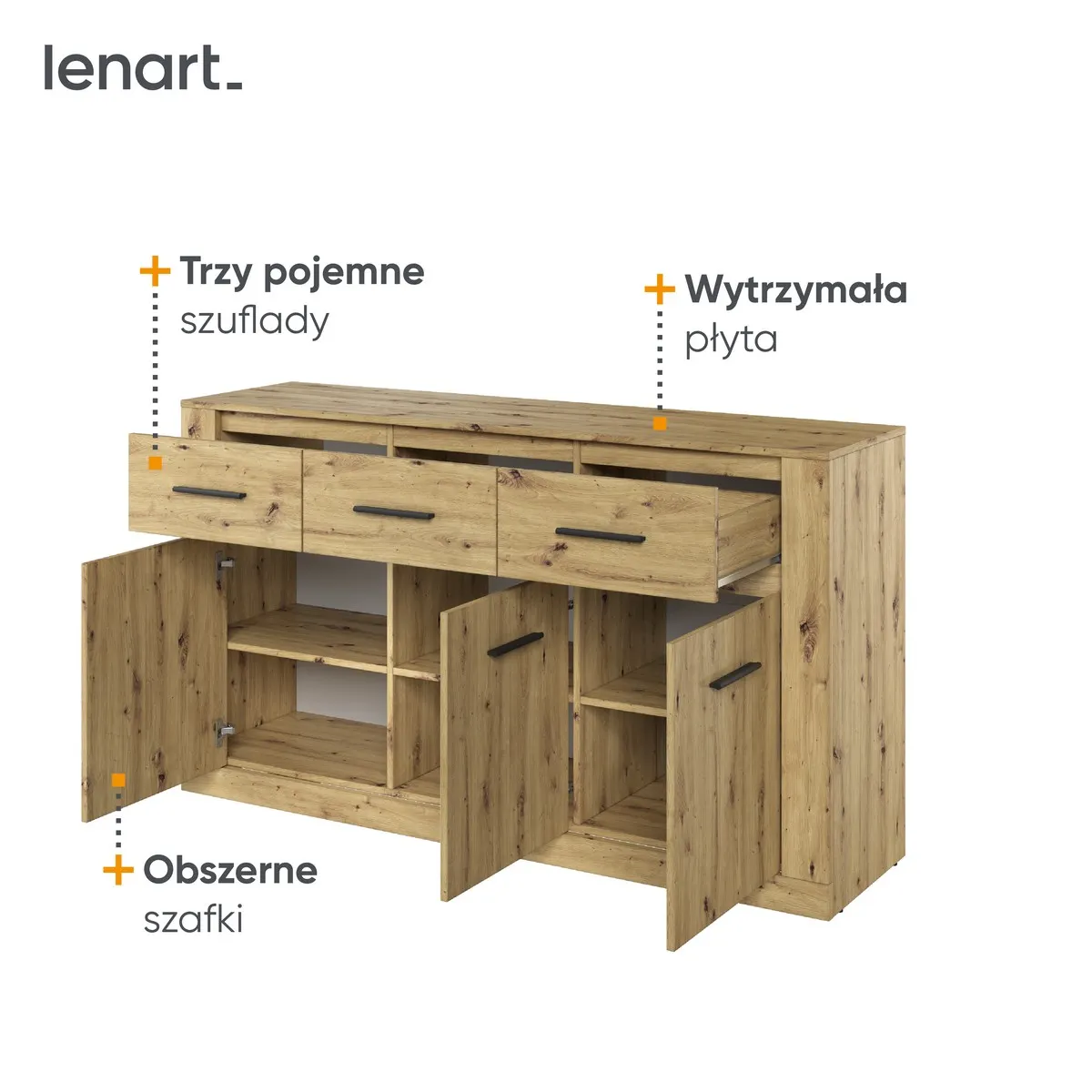 Komoda z szufladami ARTI AR-09 dąb artisan