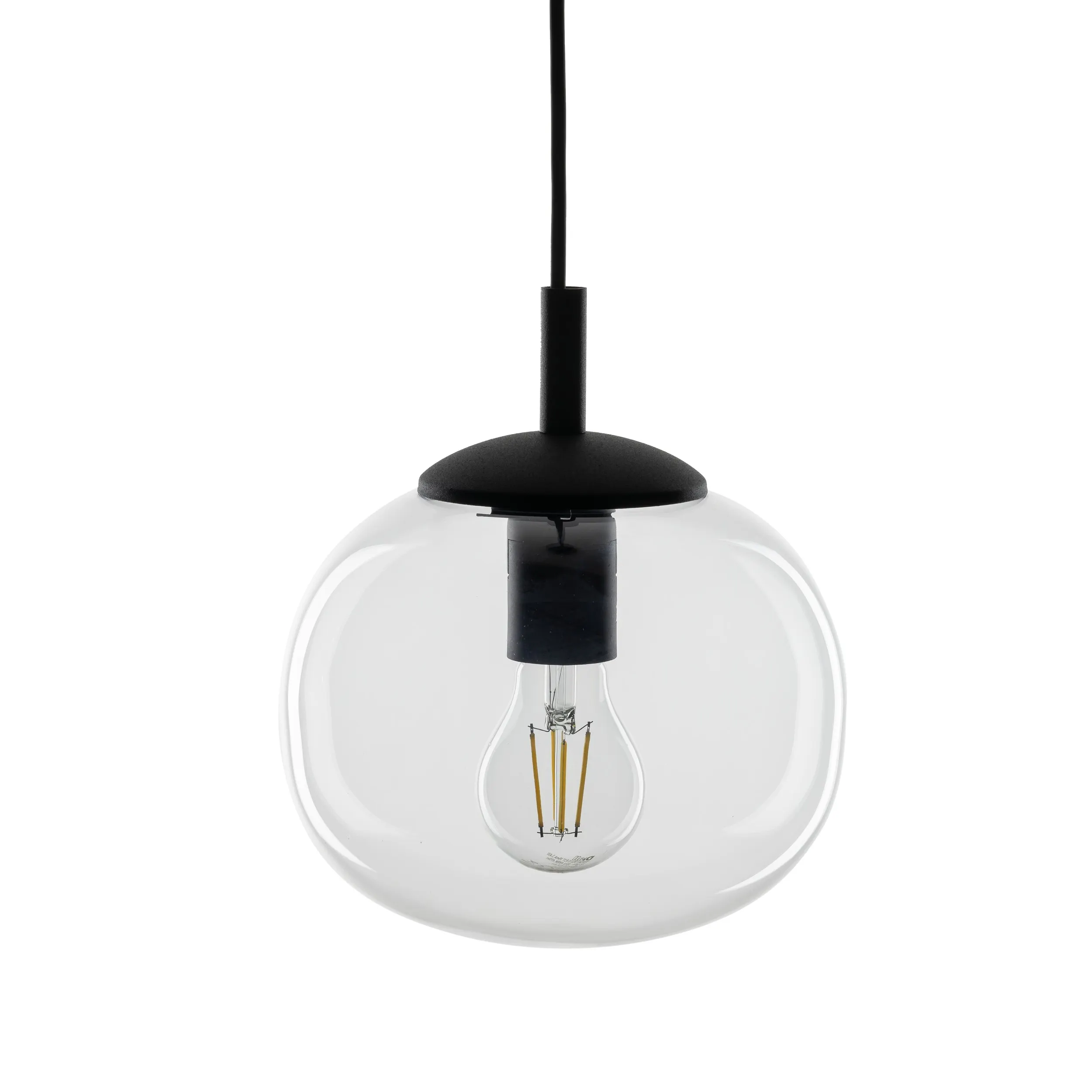 Lampa wisząca VIBE czarna z transparentnym szklanym okrągłym kloszem 160x20cm - TK_5823