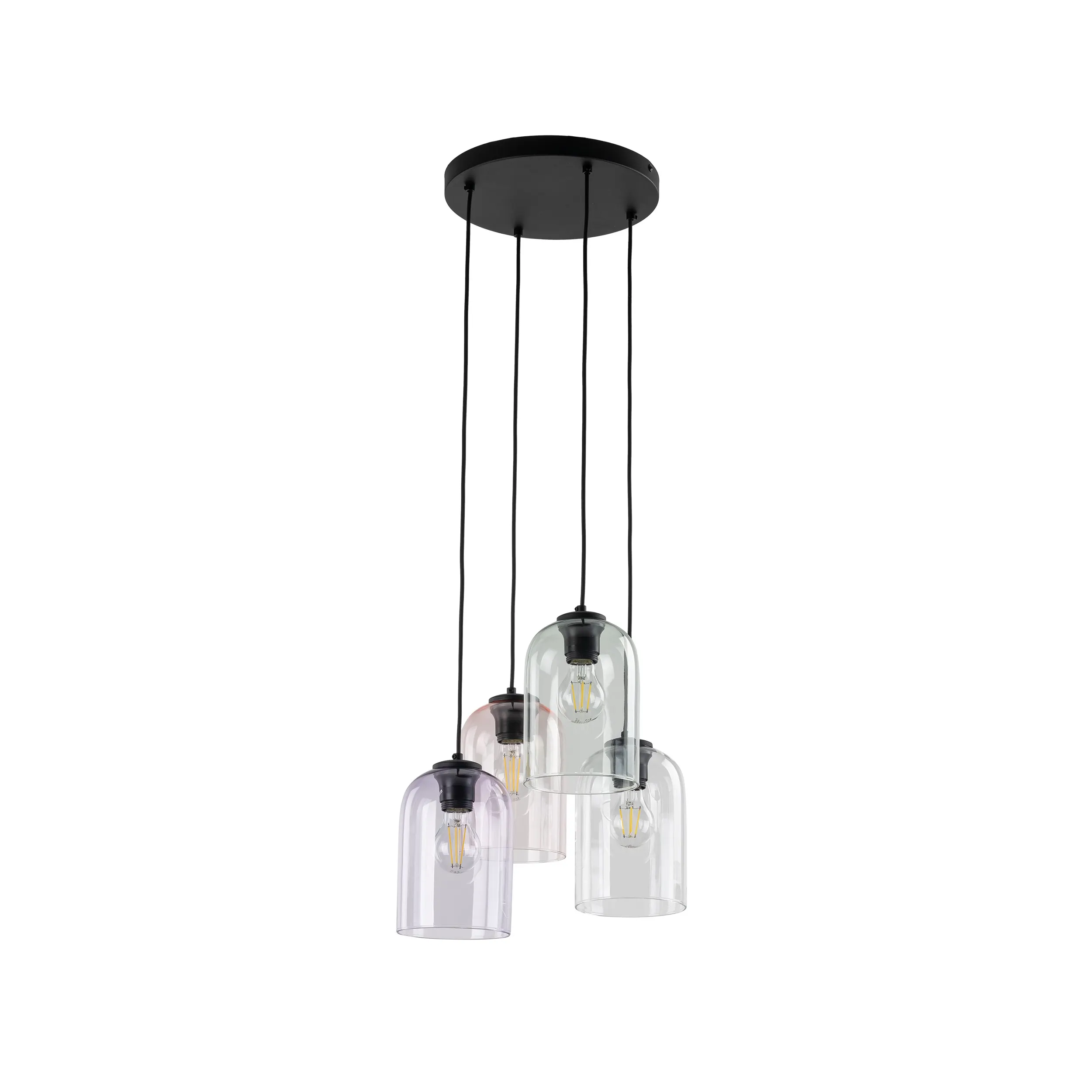 Lampa wisząca MOLLY czarna różnokolorowe transparentny różowy zielony fioletowy klosz 150x38cm