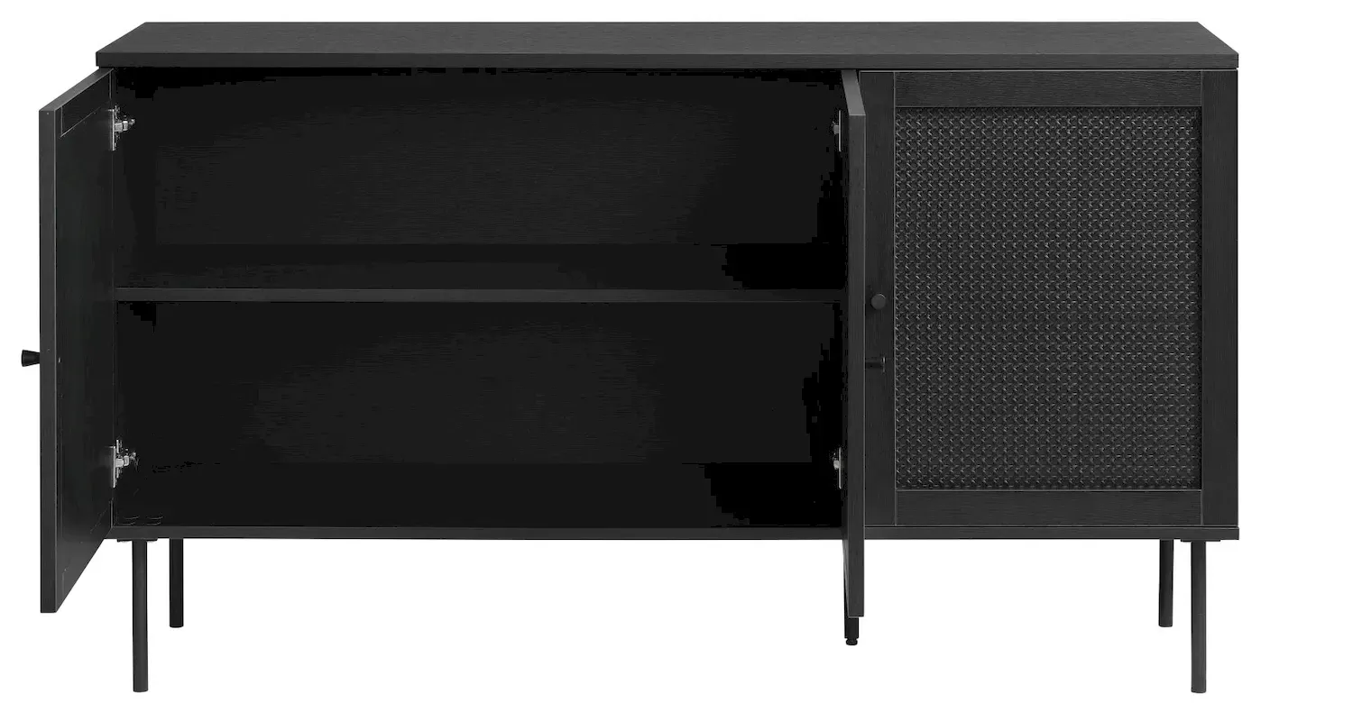 Komoda 3-drzwiowa PENSACOLA 140x80 rattan/czarna - UN_43211013