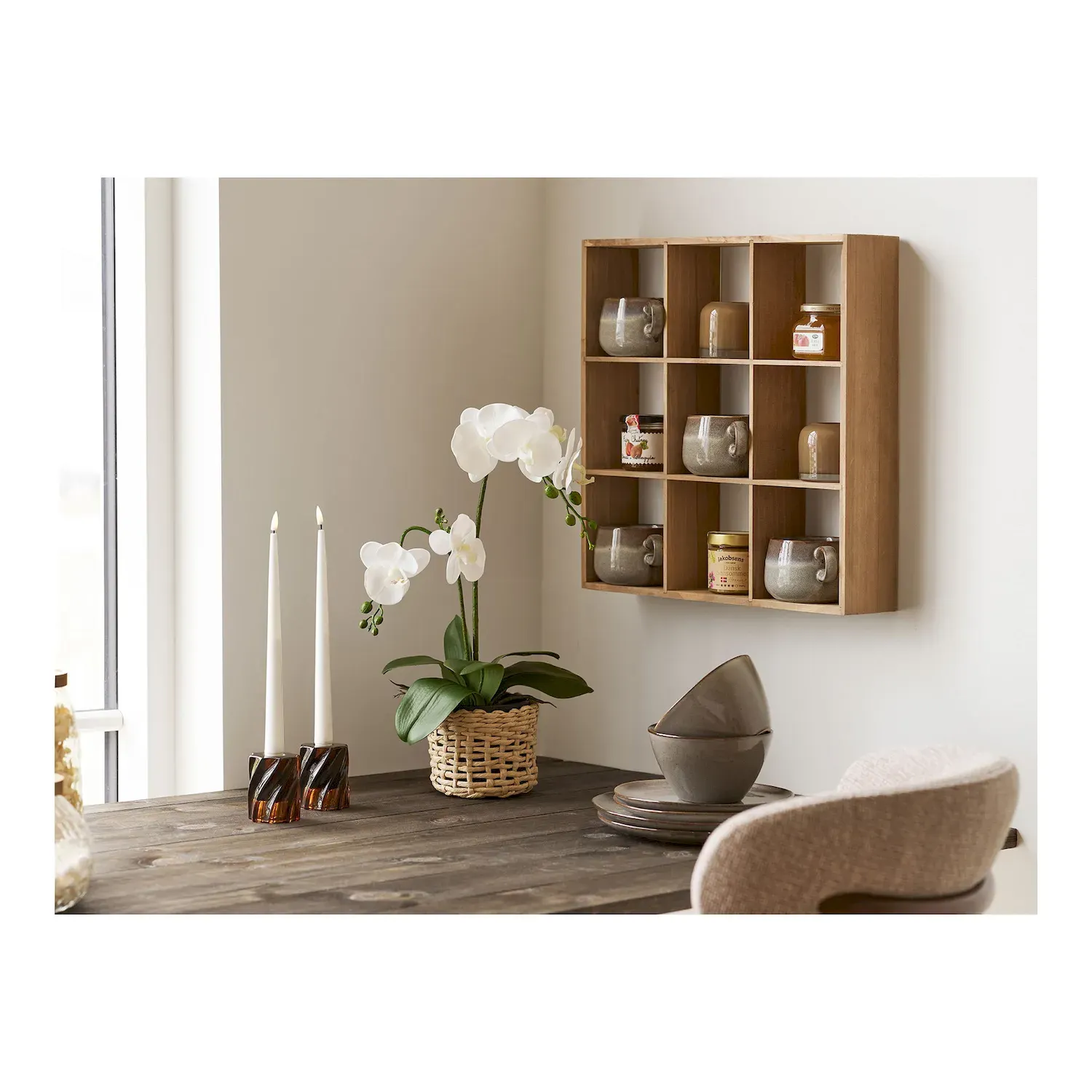 Półka ścienna drewniana MOSS 46x10x46 cm naturalny - 4292236