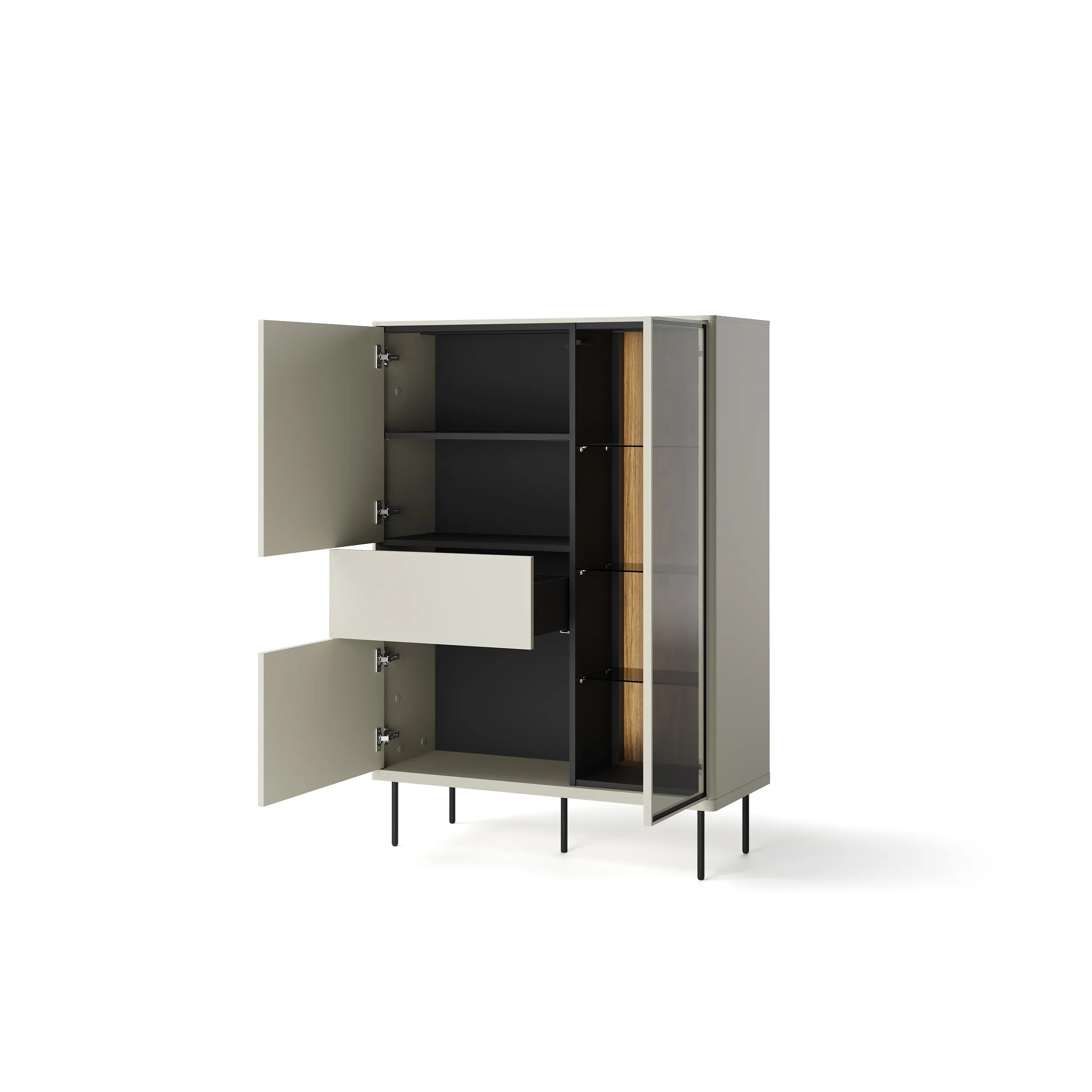 Niska witryna LED Epiro EP-01 kaszmir/dąb ciemny - EP1KDC