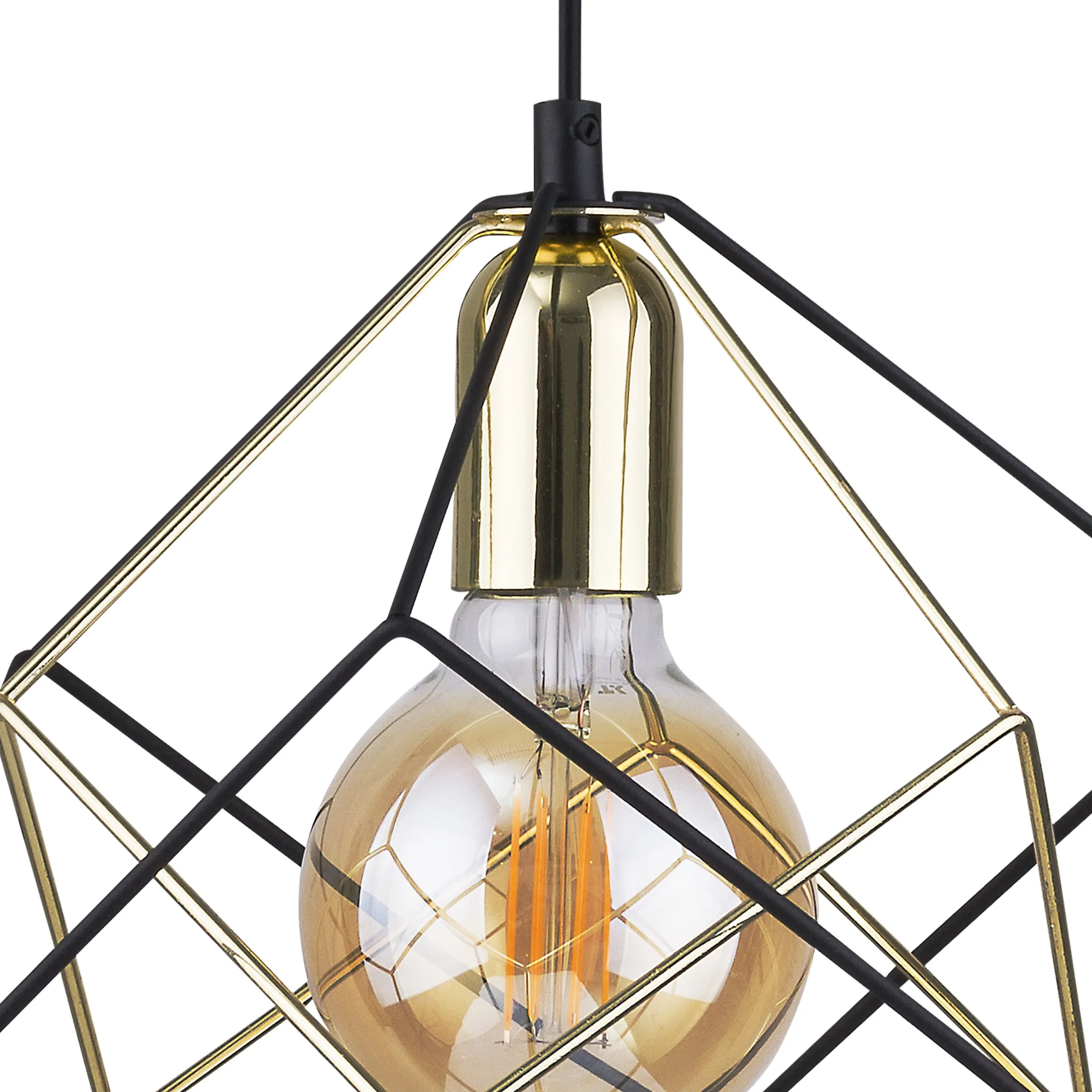 Lampa wisząca ALAMBRE czarna ze złotymi elementami 175x28cm - TK_2777