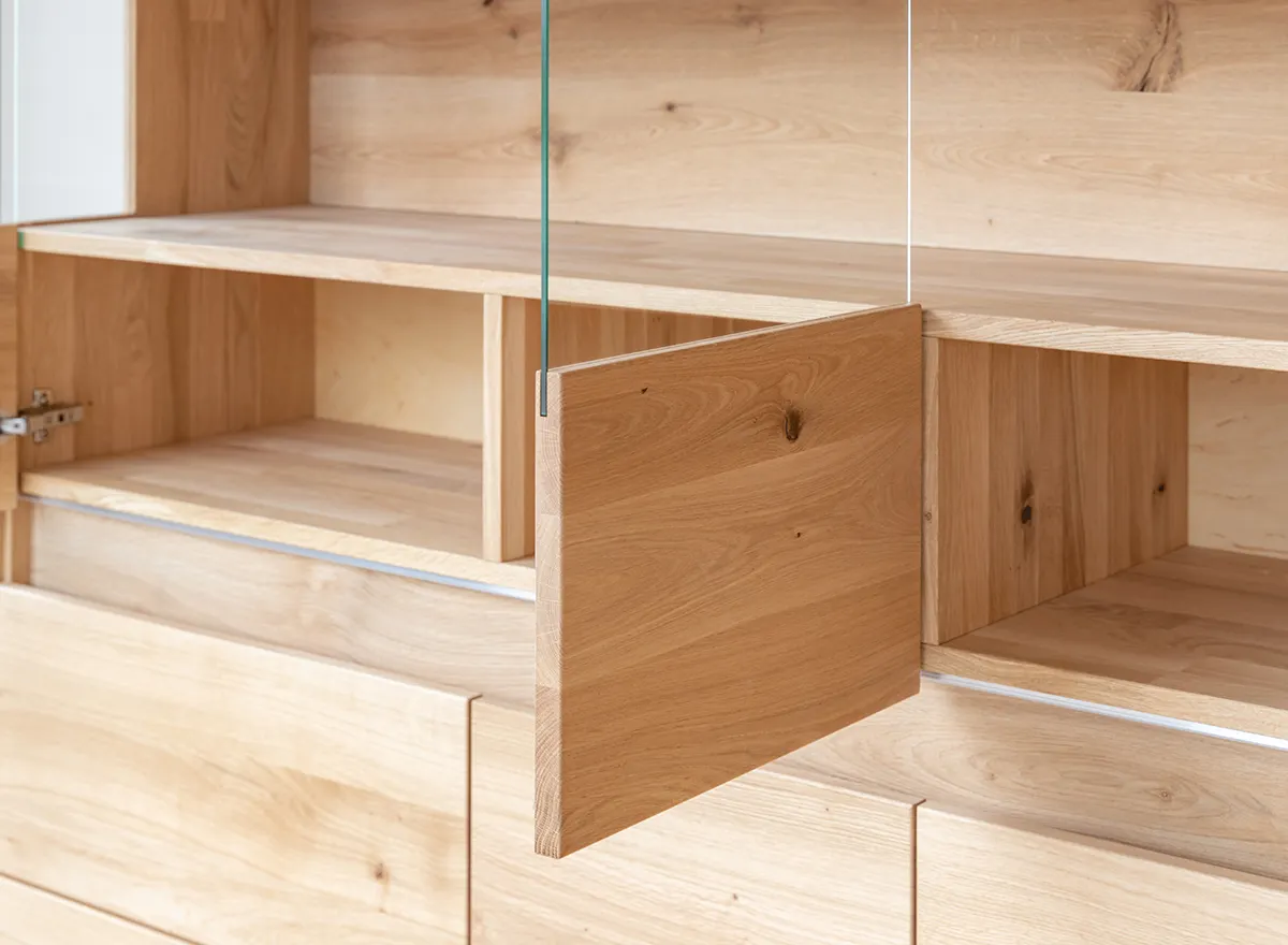 Witryna drewniana szklana DIVISIONE z oświetleniem 163x152 dąb olejowany - ZIDIV05